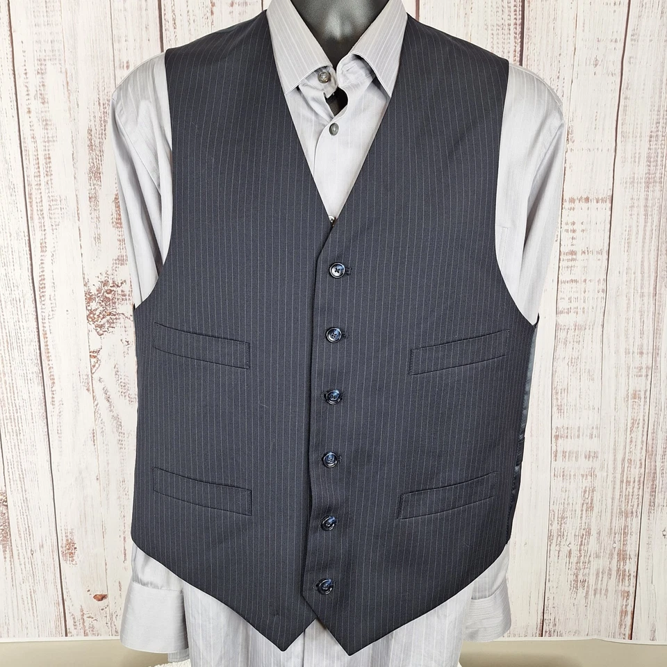 Jones New York 3 件套男式 40S 34X26 灰色细条纹羊毛 — 第 2/4 张图片