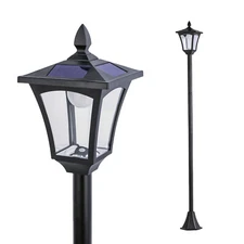 Home Zone 69" Tall Solar Post Lamp Light Outdoor Garden Landscape Patio Pathway