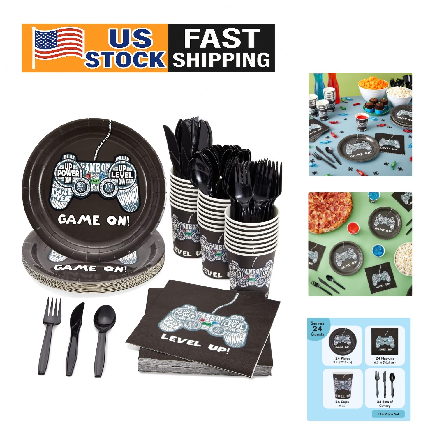 Video Game Birthday Party Supplies – 144 Pieces for Stress-Free Celebrations