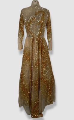 $11690 Georges Hobeika Women's Beige Beaded Sheer Tulle Gown Dress Size 40  | eBay