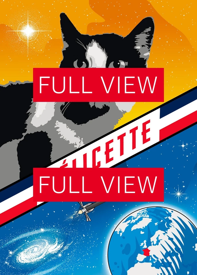 Felicette, First cat in space, France, 1963 — Vintage space poster, retro space - Image 3 of 4