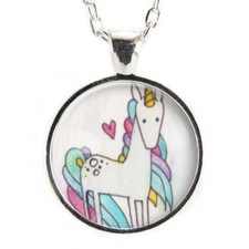 Unicorn Necklace, Cute Kawaii Pendant, Magical Pastel Rainbow Unicorn Jewelry