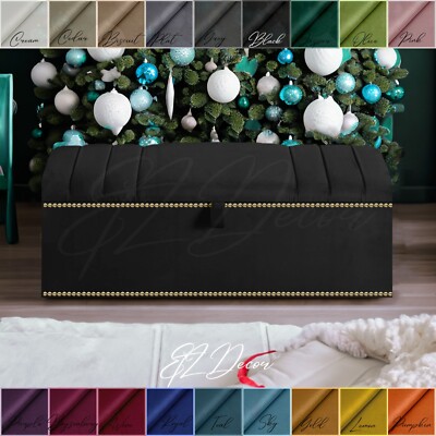 Ottomane Box Aufbewahrung Luxus Fußhocker Weich Pouffe Decke Spielzeugkiste Schwarz