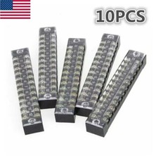 Dual Row 12 Positions Screw Terminal Electric Barrier Strip Block 600V 15A 10PCS