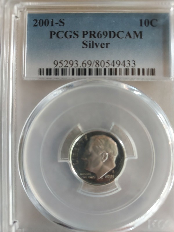 2001 S 10C Silver Roosevelt Dime PCGS PR69DCAM