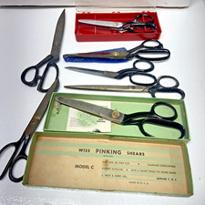 Vintage WISS Metal Pinking Shears Scissors Model C Claus Boker &misc Sewing Lot