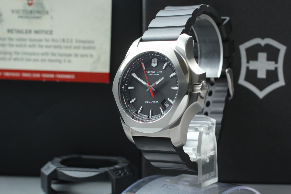 Victorinox 241682 INOX Date Quartz Black Men's Watch From