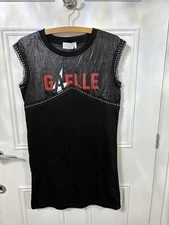 GAËLLE PARIS Black Long Vest Top, Size 1, Does Have Some Cracking See Photo