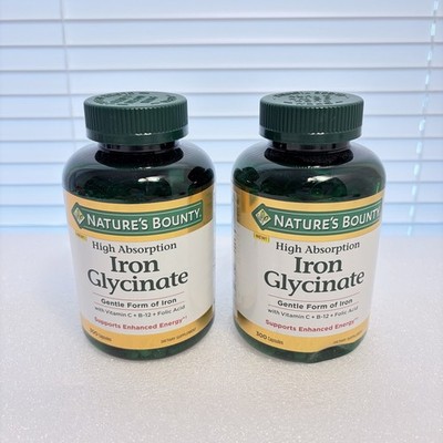 (2) Nature's Bounty Iron Glycinate 300 Count EXP 03/2028