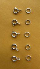 5 sets sterling silver Spring ring clasp w/ jump ring, 9 x 7 x 1.5 mm