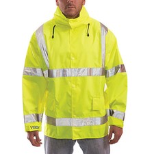 Tingley J23122 High Visibility Rain Jacket With Hood, Polyester, Class 3 R,