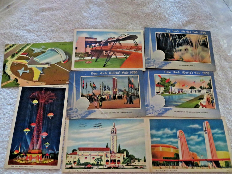 Vintage Lot of 9- 1939 World's Fair New York City Postcards