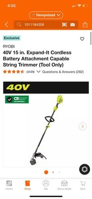 RYOBI 40V 15 in. Expand-It Cordless Battery Attachment Capable String Trimmer