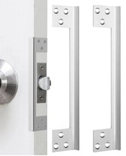 2 PCS 7 Inch Door Latch Guard Plate LShaped Security Reinforcement Silver