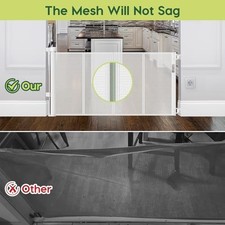 HEELALBABY REINFORCED 55" WIDE MESH GATE FOR KIDS AND PETS SAFETY - WHITE