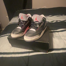 Jordan Air Jordan 3 Mid Top Men's Lace-Up Sneakers Black Gray Red White