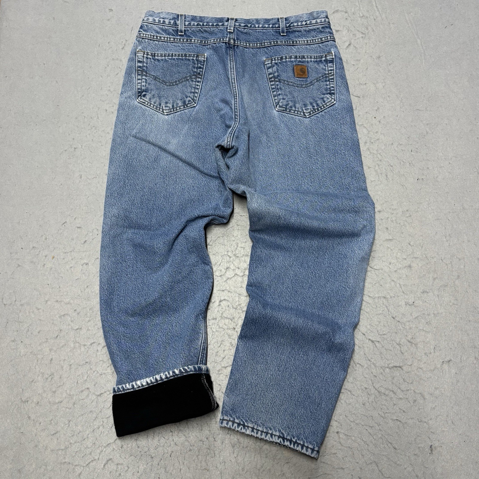 Carhartt Jeans Mens 35x31 Blanket Fleece Lined Workwear Outdoor B155 DST 1186