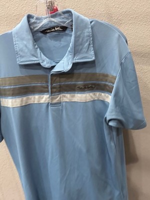 Travis Matthew Gray Blue Stripe POLO SHIRT Medium M 