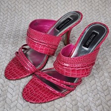White House Black Market Slip On Heels Marc Pink Reptile Crocodile Mule Size 9M