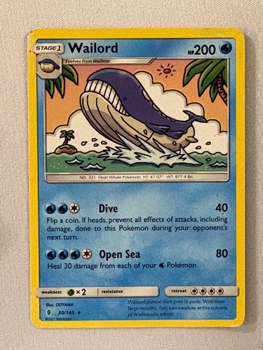 WAILORD 30/145 RARE GUARDIANS RISING POKEMON MP
