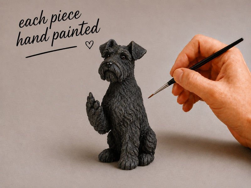 Schnauzer Raising Middle Finger Figurine - Holiday Stocking Stuffer, Gift Boxed