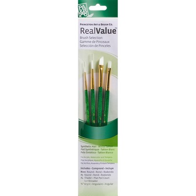 3 Pack Princeton Synthetic White Taklon Real Value Brush Set-4/Pkg P9117