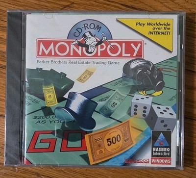 Monopoly PC Game - Parker Bros Real Estate Trading (CD-ROM) Vintage Hasbro - New