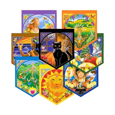 Azuregreen Outdoor Decor Flag Wheel Of The Year Prayer Flags 15 X 17 Each Flag