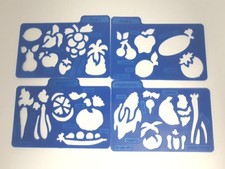 Highlights Stencils Fruits Vegetables Lot 4 Plastic 1989 Vtg Crafts 5.75"x 3.5"