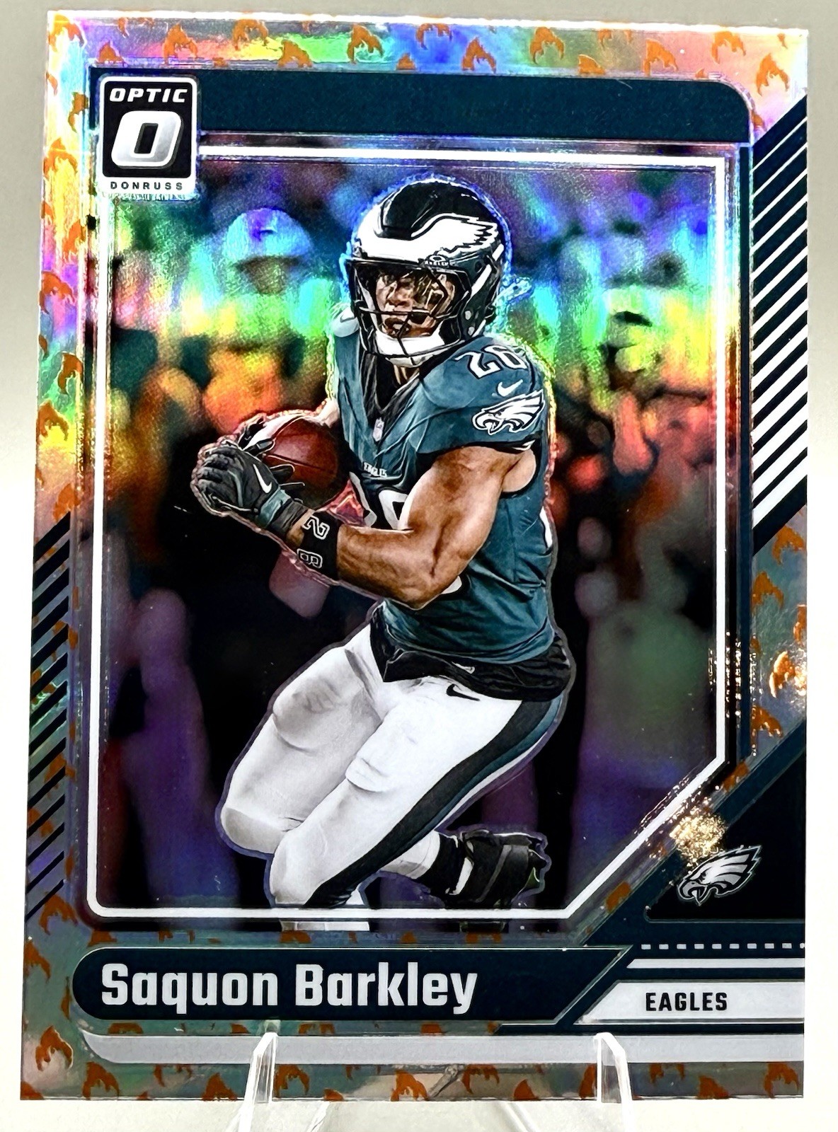 2024 Panini Donruss Optic Fire 🔥 Prizm ! - Saquon Barkley #159 Rare!