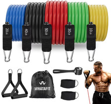 Bandas de resistencia con asas para entrenamiento en casa, fuerza y fitness