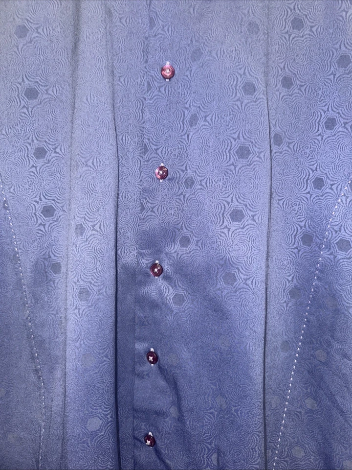 Absolute Rebellion Manga Larga Slim Fit con Botones Azul/Púrpura Paisley y Rosa Foto 3 de 4