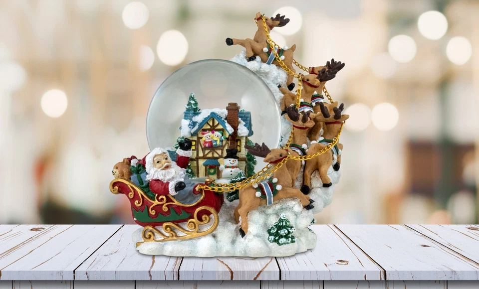 Globo de nieve musical de Papá Noel con reno 120 mm - Caja de música de San Francisco Foto 3 de 3