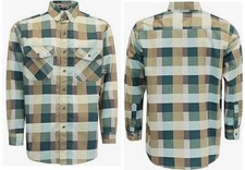 Mens Vatrenus FR Flame Resistant Yellow Green Plaid Welding Cotton Work Shirt XL