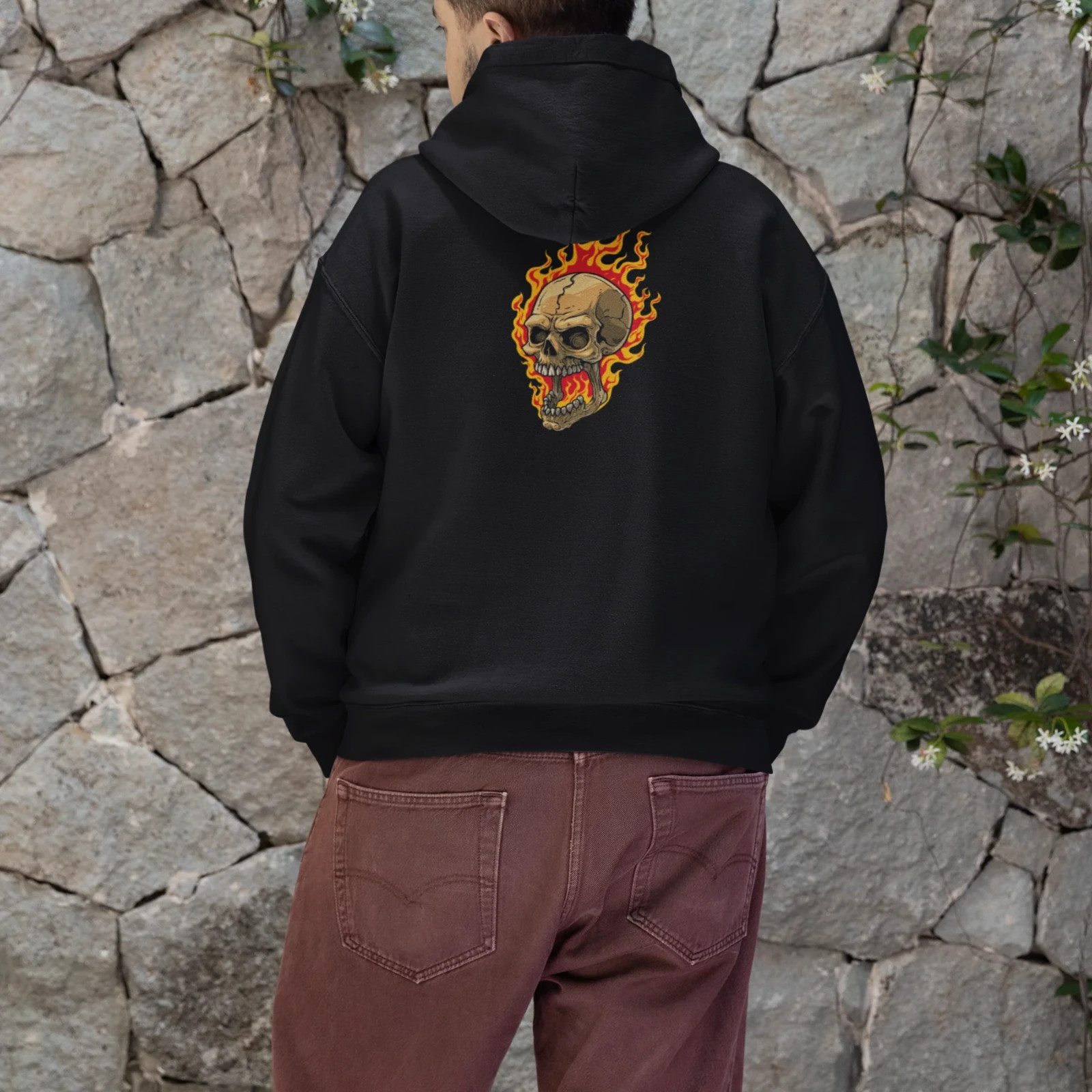 Full Zip classic fit streetwear back print hoodie for Men