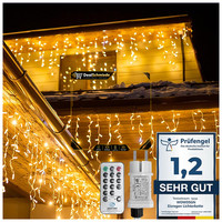 LED Eisregen Lichterkette AußEn 30M 1320LED IP44 Wasserdicht Mit Timer Warmweiß