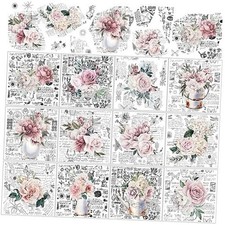 12 Sheets Rub on Transfers for Crafts and Furniture Rub on Retro Flower