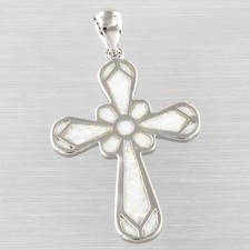 Celtic Cross White Fire Opal Silver Jewelry Necklace Pendant