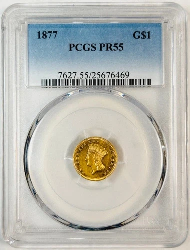 1877 P Indian Princess Large Head Gold Dollar PCGS PR-55 Proof Mintage of 20!
