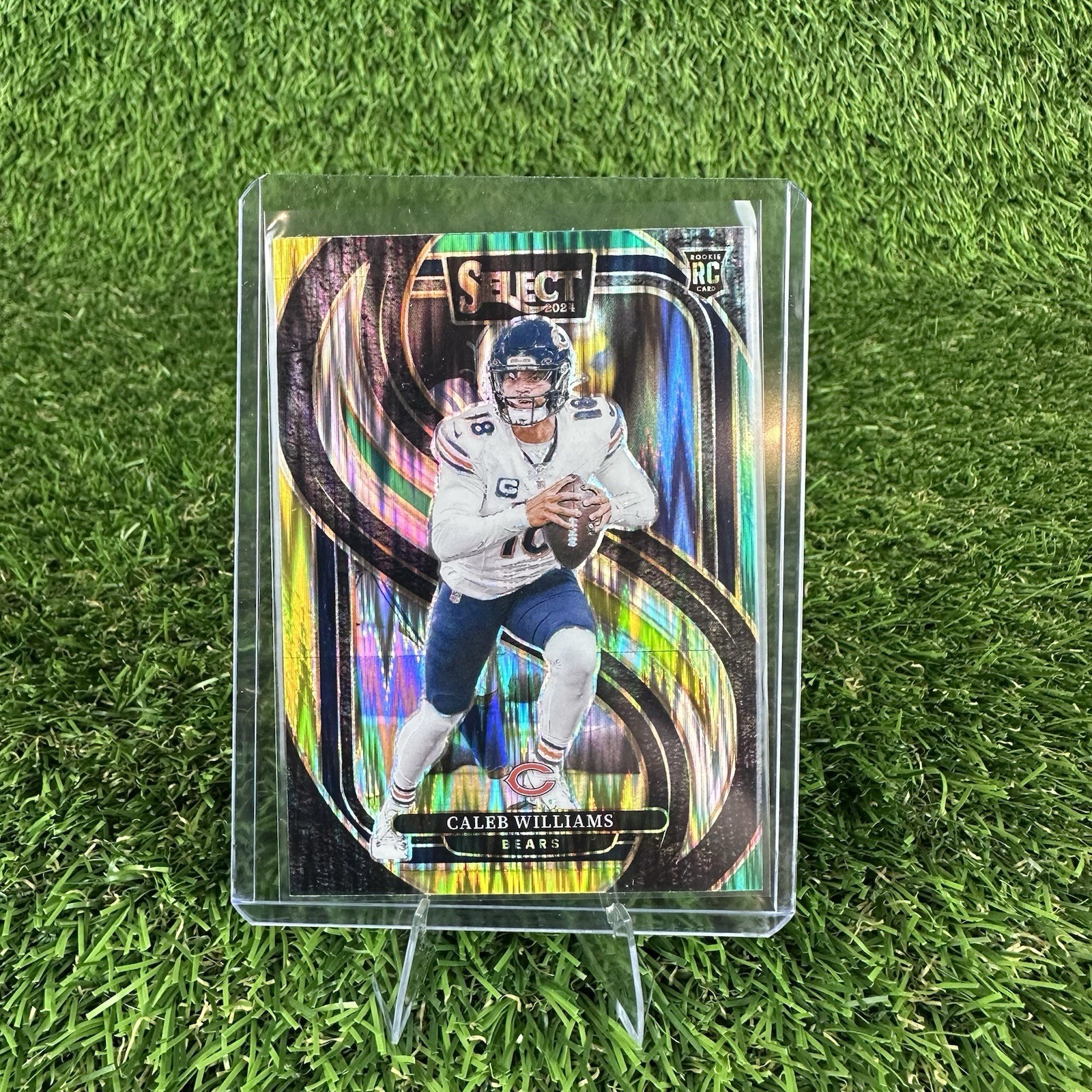 Caleb Williams 2024 Select Rookie RC 114 Green Yellow Prizm Shock Chicago Bears