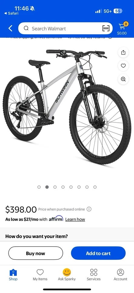 Bicicleta deportiva Schwinn Axum de 27,5 pulgadas para hombre bicicleta de montaña cuadro pequeño para 5’1”-5’5” Foto 3 de 4