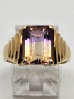 10k Solid Yellow Gold 2.90ct Emerald Cut Ametrine Solitaire Ring Size 6.75 — photo 1