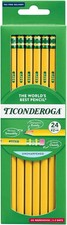 Ticonderoga Wood-Cased Pencils, Unsharpened, 2 HB Soft, Yellow, 24 Count