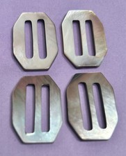 4 Vintage Iridescent Smoky Mother of Pearl Slides/Buckles