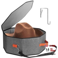 kushon Hat Storage Box for Women  Men, Hardboard Support Cowboy Hat Boxes Grey