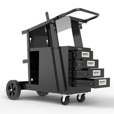 TOOLIOM 4-Drawer Rolling Welding Cart 360° Wheels for TIG MIG Plasma