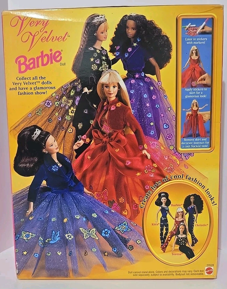 Barbie Doll Very Velvet Red Dress 1990s Era NRFB 20528 Mattel NEW - Image 3 of 4
