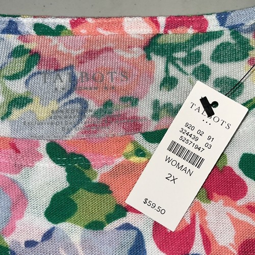 Talbots Woman NWT Size 2X Floral Print - Chiffon Hemline Sweater Top Blouse - Picture 4 of 4