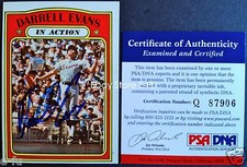 1972 Topps #172 Auto DARRELL EVANS Signed In Action Braves PSA/DNA COA Autograph