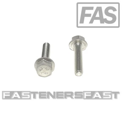 FAS (25) M6 x 1.00 x 25 Stainless Steel DIN6921 A2 Hex Flange Bolts M6x25mm Flange